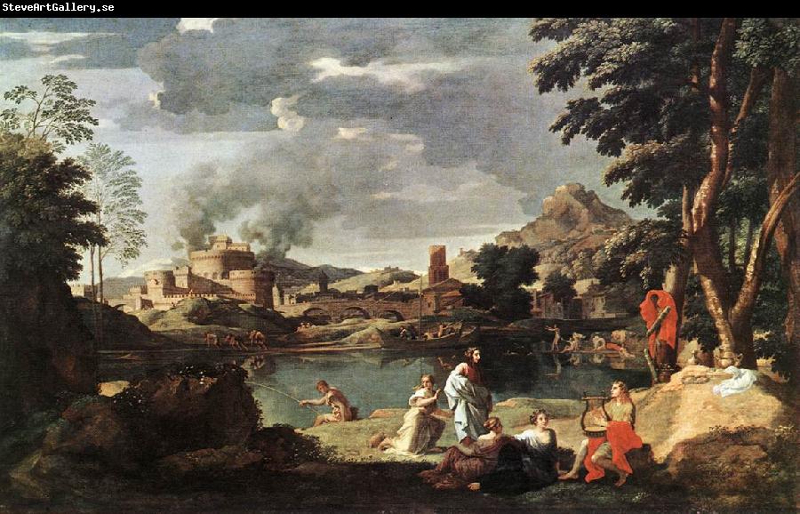 Nicolas Poussin Landscape with Orpheus and Euridice